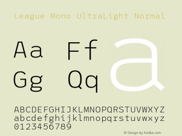 League Mono UltraLight Normal Version 2.000 Font Sample