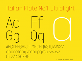 ItalianPlateNo1-Ultralight Version 2.101; ttfautohint (v1.4) Font Sample