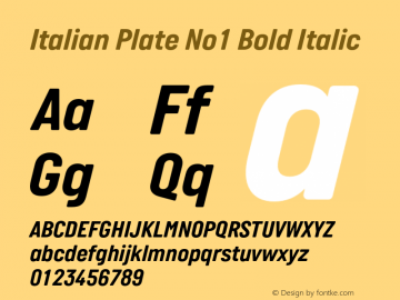 ItalianPlateNo1-BoldItalic Version 2.101; ttfautohint (v1.4)图片样张