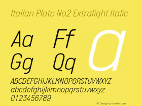 Italian Plate No2 Extralight Italic Version 2.101图片样张