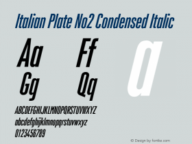 ItalianPlateNo2Condensed-Italic Version 1.1图片样张