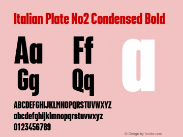 Italian Plate No2 Condensed Bold Version 1.1 Font Sample