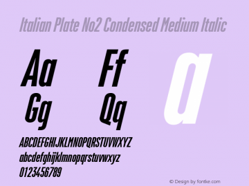 Italian Plate No2 Condensed Medium Italic Version 1.1图片样张