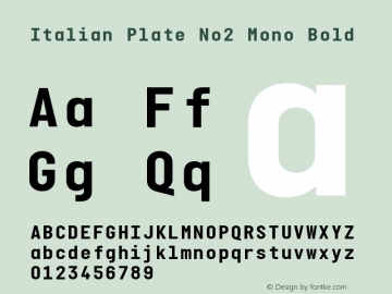 Italian Plate No2 Mono Bold Version 1.101 Font Sample