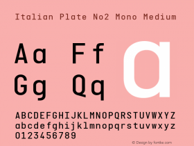 Italian Plate No2 Mono Medium Version 1.101 Font Sample