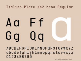 Italian Plate No2 Mono Version 1.101 Font Sample