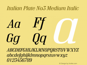 ItalianPlateNo3-MediumItalic Version 1.1图片样张