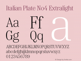 Italian Plate No4 Extralight Version 1.1 Font Sample