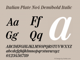 Italian Plate No4 Demibold Italic Version 1.1 Font Sample