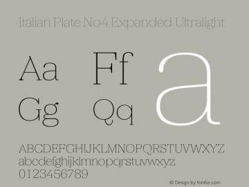 ItalianPlateNo4Expanded-Ultralight Version 1.1 Font Sample