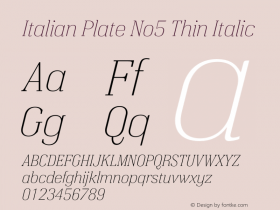 ItalianPlateNo5-ThinItalic Version 1.1图片样张