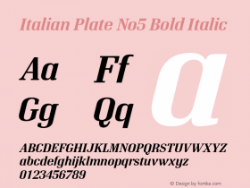 Italian Plate No5 Bold Italic Version 1.1图片样张