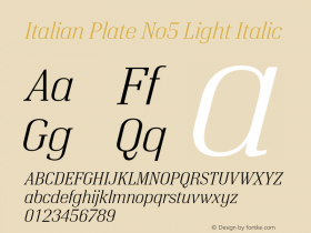 Italian Plate No5 Light Italic Version 1.1图片样张