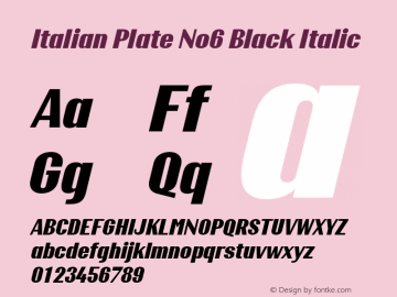 Italian Plate No6 Black Italic Version 1.1 Font Sample