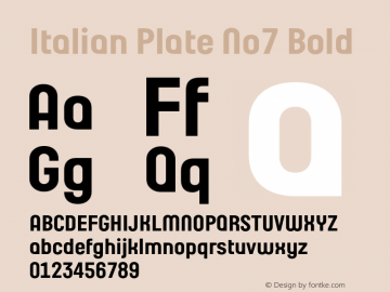 ItalianPlateNo7-Bold Version 1.1 Font Sample