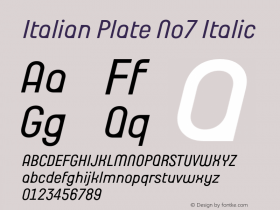 ItalianPlateNo7-Italic Version 1.1 Font Sample