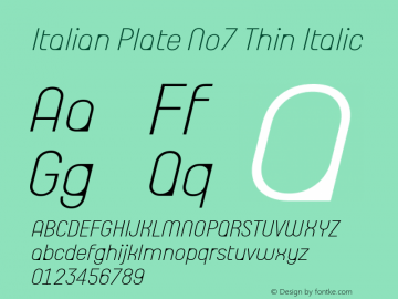 Italian Plate No7 Thin Italic Version 1.1图片样张