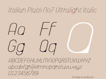 Italian Plate No7 Ultralight Italic Version 1.1图片样张