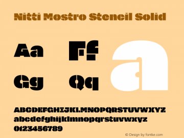 NittiMostroStencilSolid Version 1.000 Font Sample