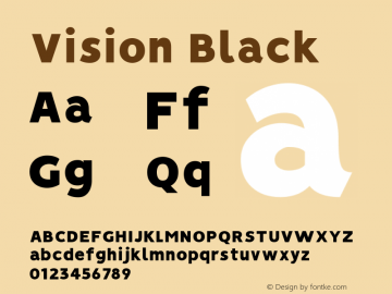 Vision Black Version 1.000 Font Sample