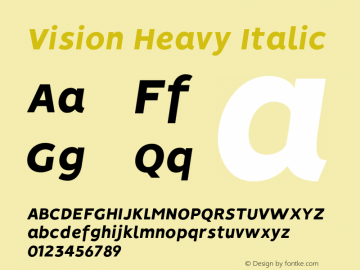 Vision Heavy Italic Version 1.000;PS 001.000;hotconv 1.0.88;makeotf.lib2.5.64775 Font Sample