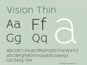 Vision Thin Version 1.000 Font Sample