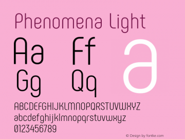Phenomena Light Version 1.000 Font Sample