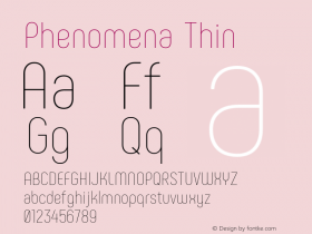 Phenomena Thin Version 1.000 Font Sample