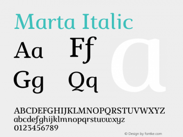 Marta Italic Version 1.000;PS 001.000;hotconv 1.0.88;makeotf.lib2.5.64775 Font Sample