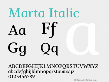 Marta Italic Version 1.000;PS 001.000;hotconv 1.0.88;makeotf.lib2.5.64775图片样张