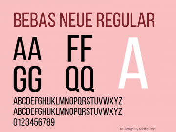 Bebas Neue Regular Version 1.003 Font Sample