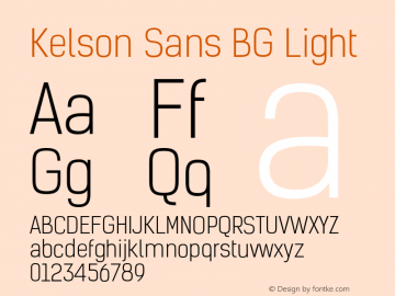 Kelson Sans BG Light Version 1.001;PS 001.001;hotconv 1.0.88;makeotf.lib2.5.64775 Font Sample