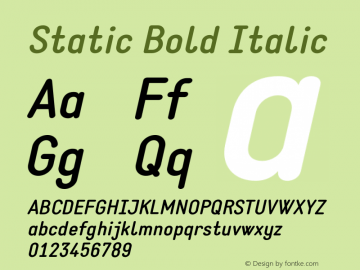 Static Bold Italic Version 1.000;PS 001.000;hotconv 1.0.88;makeotf.lib2.5.64775图片样张