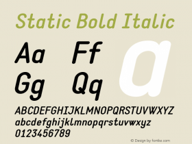 Static Bold Italic Version 1.000 Font Sample
