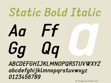 Static Bold Italic Version 1.000图片样张