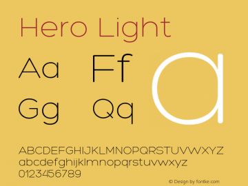 Hero Light Version 1.000 Font Sample