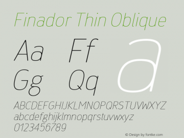 Finador Thin Oblique Version 1.000;PS 001.000;hotconv 1.0.88;makeotf.lib2.5.64775;YWFTv17 Font Sample