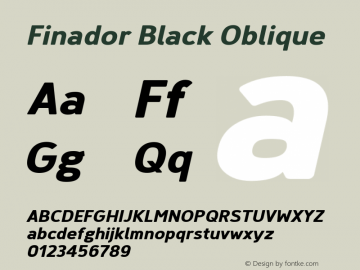 Finador Black Oblique Version 1.000;PS 001.000;hotconv 1.0.88;makeotf.lib2.5.64775;YWFTv17 Font Sample