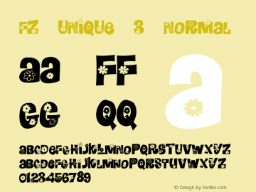 FZ UNIQUE 3 Normal 1.000 Font Sample