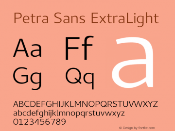 Petra Sans ExtraLight Version 0.00;May 4, 2019;FontCreator 11.5.0.2425 64-bit; ttfautohint (v1.8.2)图片样张