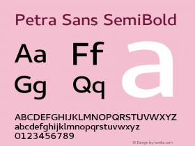 Petra Sans SemiBold Version 0.00;May 5, 2019;FontCreator 11.5.0.2425 64-bit; ttfautohint (v1.8.2)图片样张