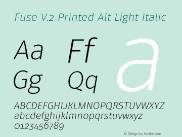 Fuse V.2 Printed Alt Light Italic Version 1.001;PS 001.001;hotconv 1.0.88;makeotf.lib2.5.64775图片样张