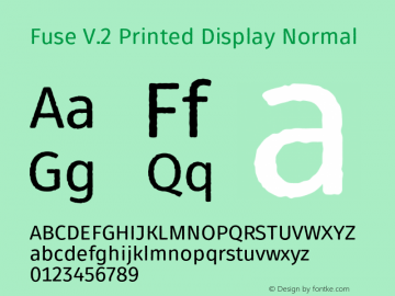 Fuse V.2 Printed Display Normal Version 1.001;PS 001.001;hotconv 1.0.88;makeotf.lib2.5.64775 Font Sample