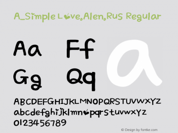 A_Simple Love.Alen.Rus Version 0.00 May 7, 2019 Font Sample