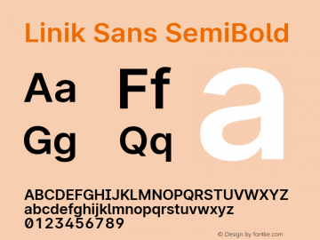 Linik Sans SemiBold Version 3.003;May 6, 2019;FontCreator 11.5.0.2425 64-bit; ttfautohint (v1.8.3)图片样张