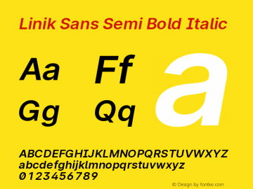 Linik Sans SemiBold Italic Version 3.003;May 6, 2019;FontCreator 11.5.0.2425 64-bit; ttfautohint (v1.8.3) Font Sample