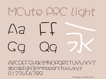 MCute PRC Light  Font Sample