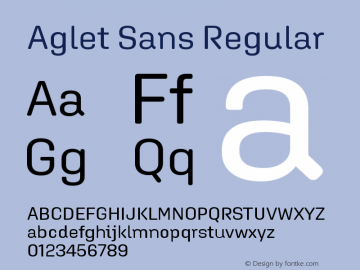 Aglet Sans Version 1.002; XYZ Type webfont Font Sample