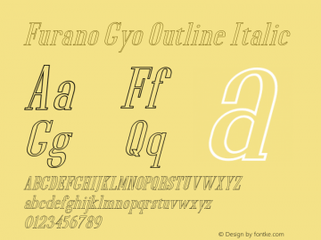 Furano Gyo Outline Italic  Font Sample