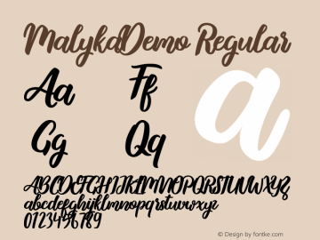 MalykaDemo Version 1.00;May 8, 2019;FontCreator 11.5.0.2422 32-bit图片样张
